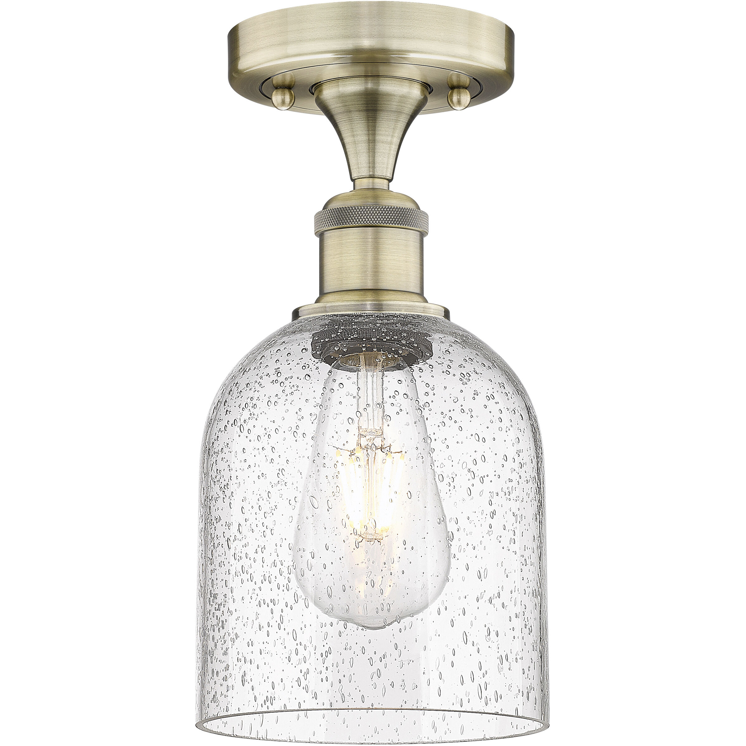 Edison Bella 1 Light 5.5 inch Antique Brass Semi-Flush Mount Ceiling Light