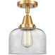 Franklin Restoration X-Large Bell LED 12 inch Satin Gold Flush Mount Ceiling Light in Clear Glass