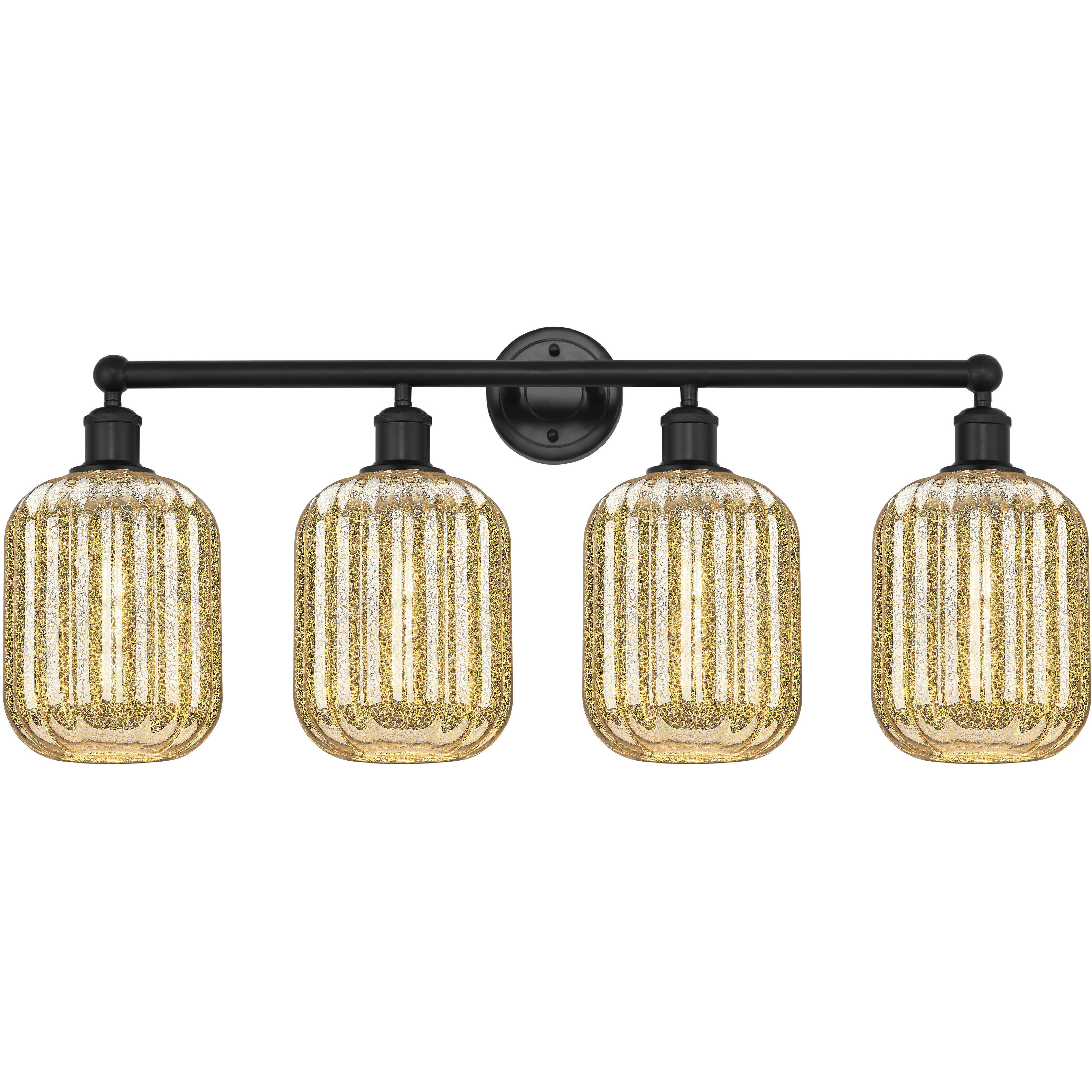 Edison Preston 4 Light 33.75 inch Matte Black Bath Vanity Light Wall Light in Mercury