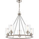 Mila LED 29 inch Black Satin Nickel Chandelier Ceiling Light in Seedy Glass