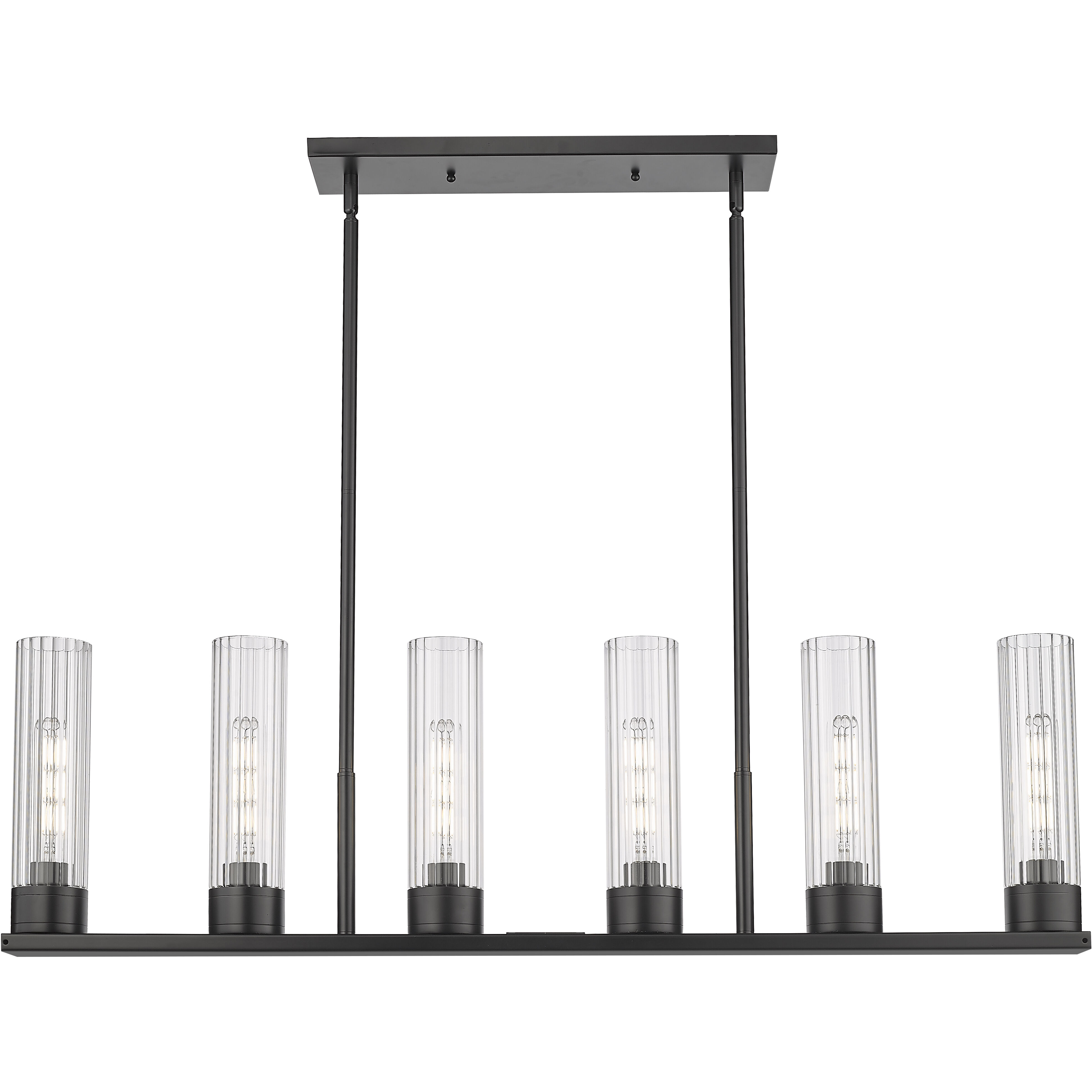 Empire 6 Light 44.25 inch Matte Black Linear Pendant Ceiling Light in Clear Glass