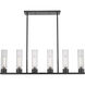 Empire 6 Light 44.25 inch Matte Black Linear Pendant Ceiling Light in Clear Glass