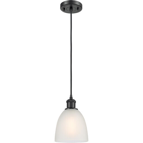 Ballston Castile 1 Light 6 inch Matte Black Mini Pendant Ceiling Light in White Glass, Ballston