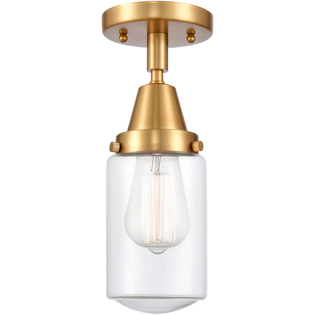 Franklin Restoration Dover LED 5 inch Satin Gold Flush Mount Ceiling Light in Clear Glass