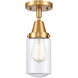 Franklin Restoration Dover LED 5 inch Satin Gold Flush Mount Ceiling Light in Clear Glass