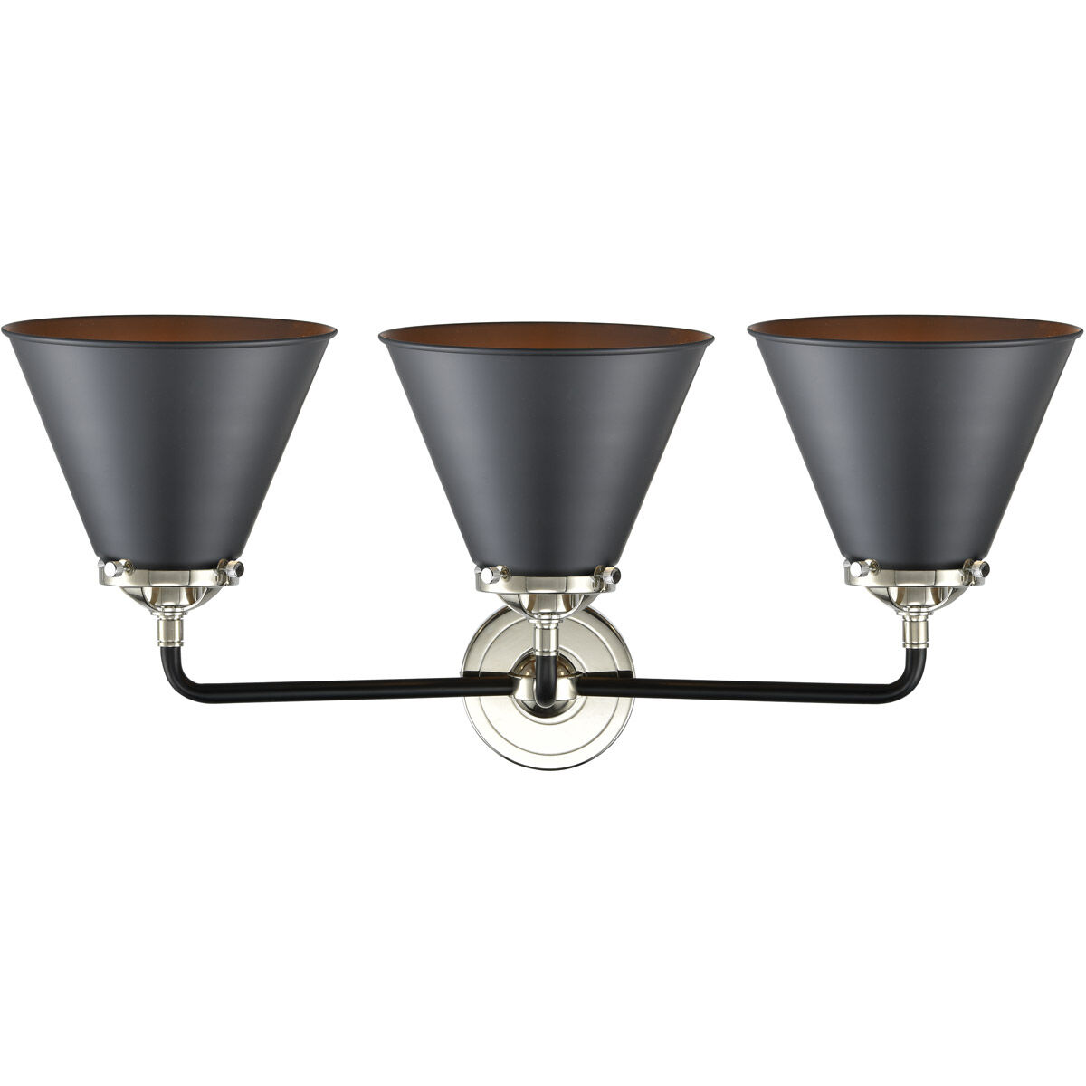 Nouveau Appalachian 3 Light 26 inch Black Polished Nickel Bath Vanity Light Wall Light in Matte Black, Nouveau