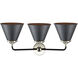 Nouveau Appalachian 3 Light 26 inch Black Polished Nickel Bath Vanity Light Wall Light in Matte Black, Nouveau