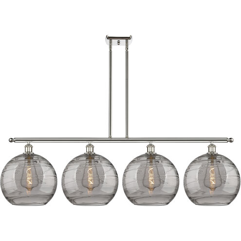 Ballston Athens Deco Swirl 4 Light 50.25 inch Polished Nickel Stem Hung Island Light Ceiling Light