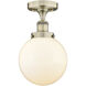 Beacon 1 Light 8 inch Antique Brass Semi-Flush Mount Ceiling Light