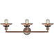 Franklin Restoration Railroad 3 Light 32 inch Antique Copper/Matte Black Bath Vanity Light Wall Light