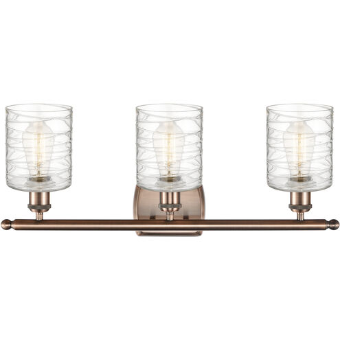 Ballston Cobbleskill LED 26 inch Antique Copper Bath Vanity Light Wall Light in Deco Swirl Glass
