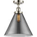 Ballston X-Large Cone 1 Light 8 inch Polished Nickel Semi-Flush Mount Ceiling Light in Plated Smoke Glass