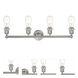 Edison Fenton 4 Light 33.5 inch Brushed Satin Nickel Bath Vanity Light Wall Light in Matte White Glass