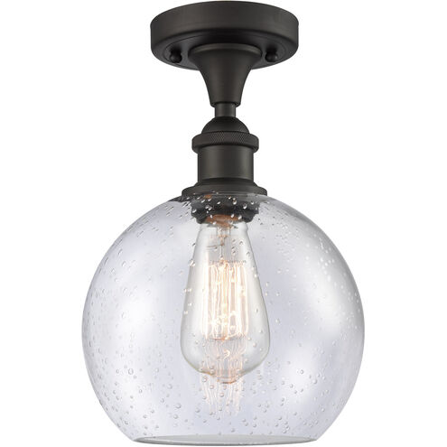 Ballston Athens LED 8 inch Oil Rubbed Bronze Semi-Flush Mount Ceiling Light in Seedy Glass