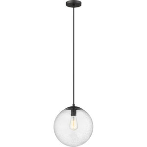 Tolland 1 Light 12 inch Matte Black Mini Pendant Ceiling Light in Seedy Glass