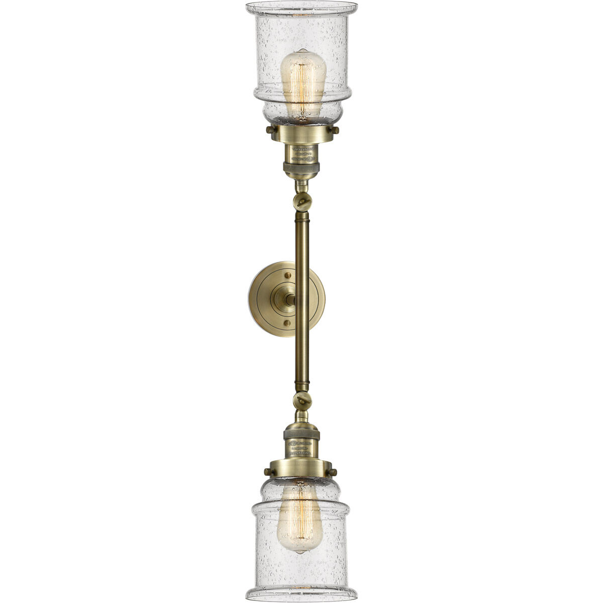 Franklin Restoration Canton 2 Light 17 inch Antique Brass Bath Vanity Light Wall Light in Incandescent, Seedy Glass, Franklin Restoration