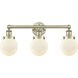 Beacon 3 Light 24.5 inch Antique Brass Bath Vanity Light Wall Light in Matte White