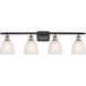 Ballston Castile 4 Light 36 inch Black Antique Brass Bath Vanity Light Wall Light in White Glass, Ballston
