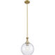 Astor 1 Light 10 inch Brushed Brass Mini Pendant Ceiling Light in Seedy Glass