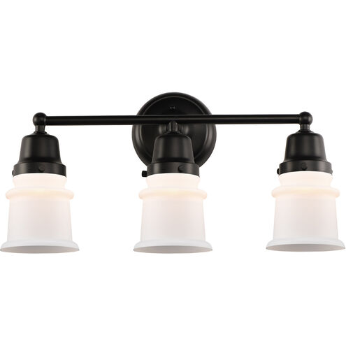 Aditi Small Canton 3 Light 21.25 inch Matte Black Bath Vanity Light Wall Light, Aditi
