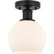 Edison Athens 1 Light 6 inch Matte Black Semi-Flush Mount Ceiling Light in Matte White Glass