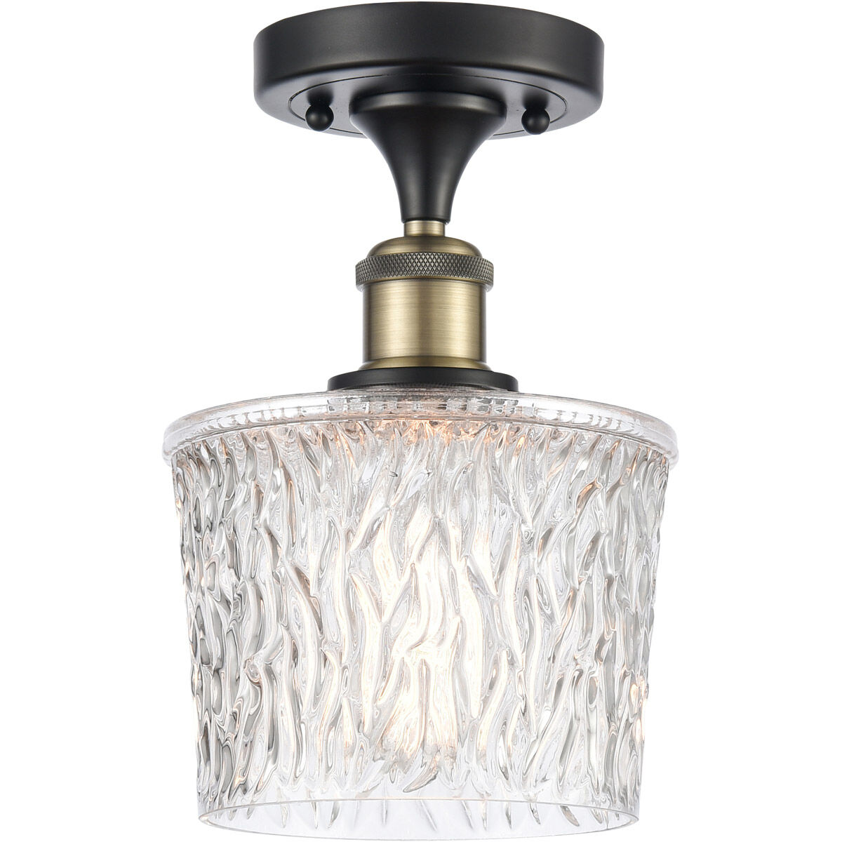 Ballston Niagra 1 Light 7 inch Black Antique Brass Semi-Flush Mount Ceiling Light, Ballston