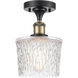 Ballston Niagra 1 Light 7 inch Black Antique Brass Semi-Flush Mount Ceiling Light, Ballston
