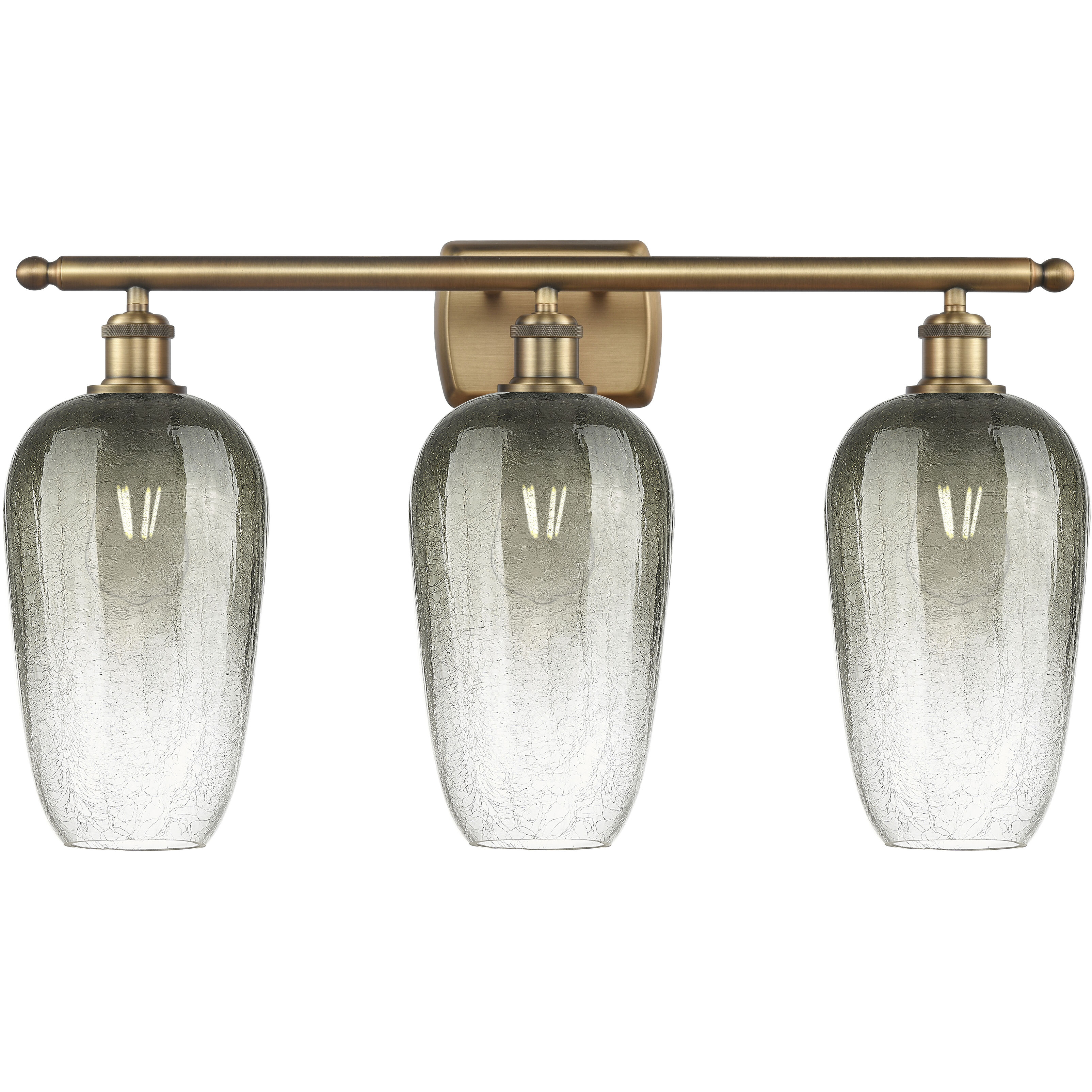 Ballston Brookhaven Flute 3 Light 27 inch Brushed Brass Bath Vanity Light Wall Light in Slate Glass