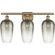 Ballston Brookhaven Flute 3 Light 27 inch Brushed Brass Bath Vanity Light Wall Light in Slate Glass