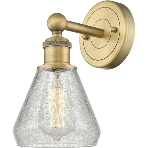 Conesus 1 Light 6 inch Brushed Brass and Clear Crackle Sconce Wall Light