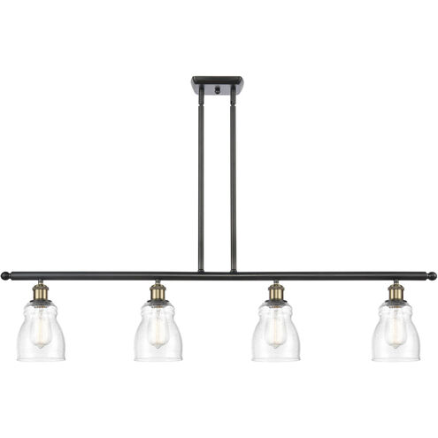 Ballston Ellery LED 48 inch Black Antique Brass Island Light Ceiling Light in Seedy Glass, Ballston