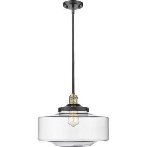 Franklin Restoration Bridgeton LED 11.75 inch Antique Brass Mini Pendant Ceiling Light in Clear Glass