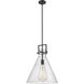 Newton Cone 1 Light 16 inch Matte Black Pendant Ceiling Light in Seedy Glass