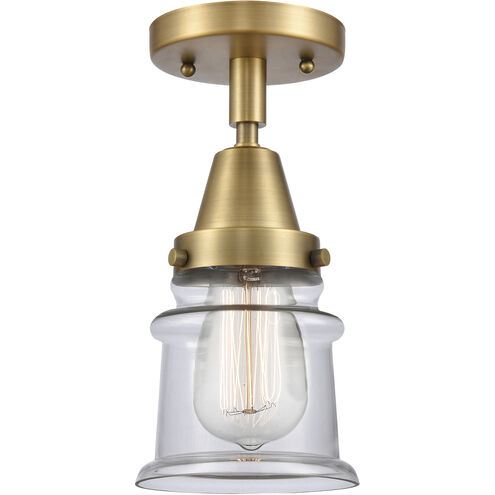 Franklin Restoration Small Canton LED 6 inch Brushed Brass Flush Mount Ceiling Light in Clear Glass