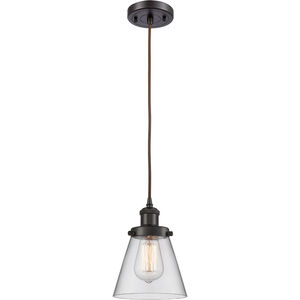 Ballston Small Cone LED 6 inch Oil Rubbed Bronze Mini Pendant Ceiling Light in Clear Glass, Ballston