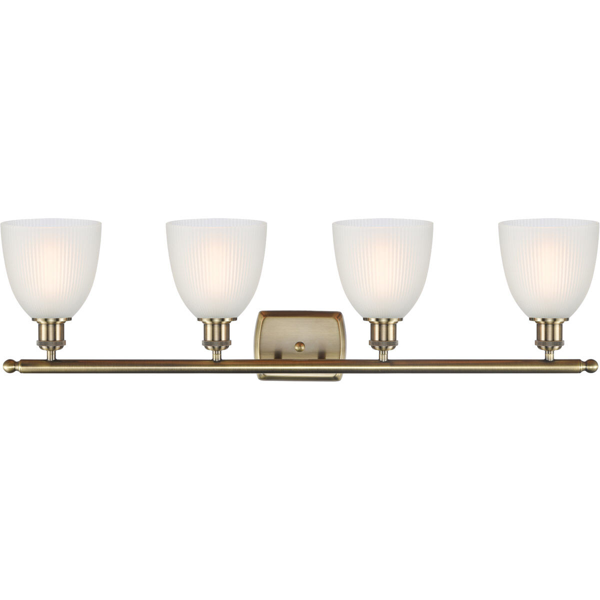 Ballston Castile 4 Light 36 inch Antique Brass Bath Vanity Light Wall Light in Incandescent, White Glass, Ballston