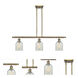 Ballston Caledonia 3 Light 36 inch Antique Brass Island Light Ceiling Light in Incandescent, Mouchette Glass, Ballston