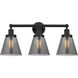 Cone 3 Light 24.5 inch Matte Black Bath Vanity Light Wall Light