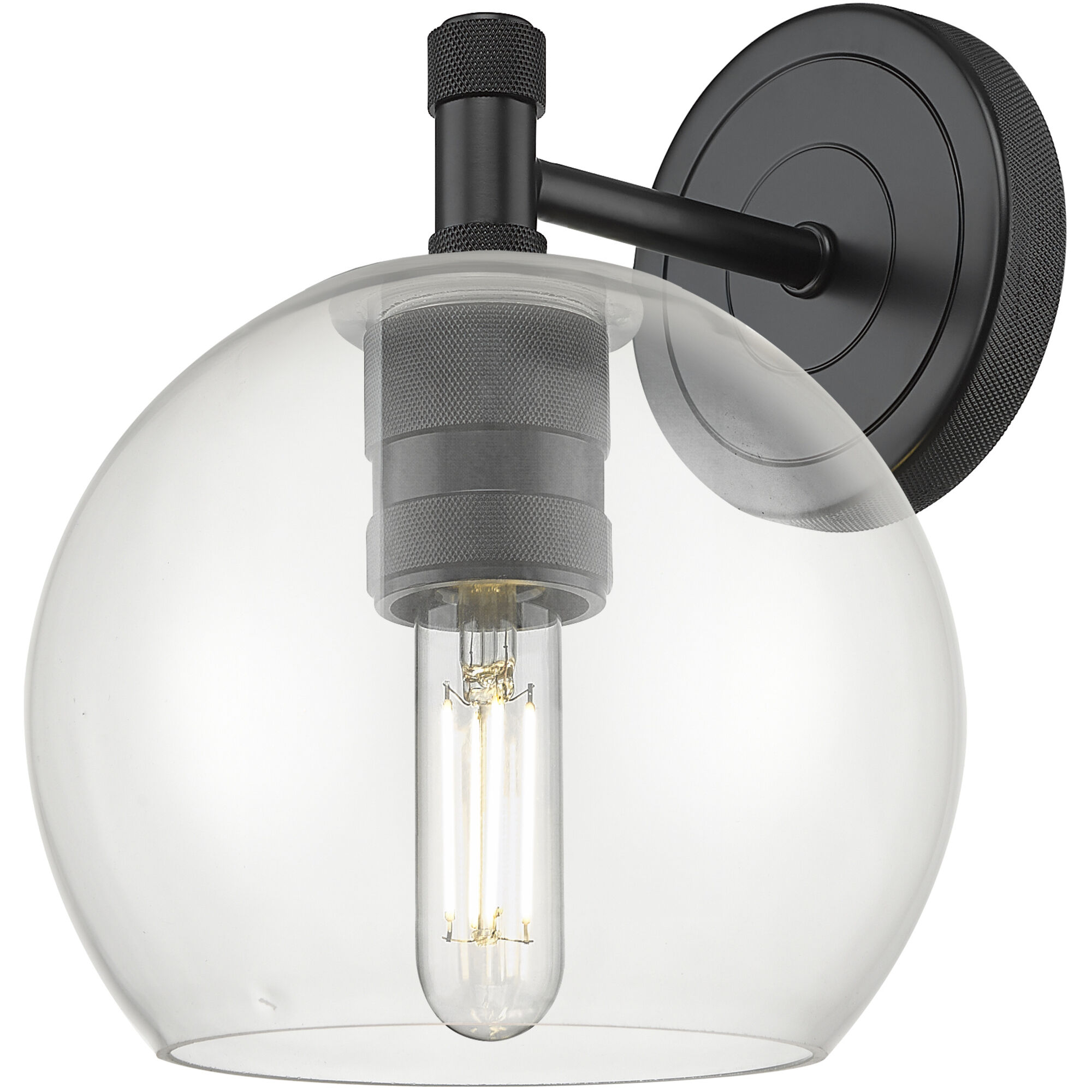 Crown Point Sconce Wall Light in Matte Black, Clear Glass