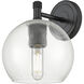 Crown Point Sconce Wall Light in Matte Black, Clear Glass