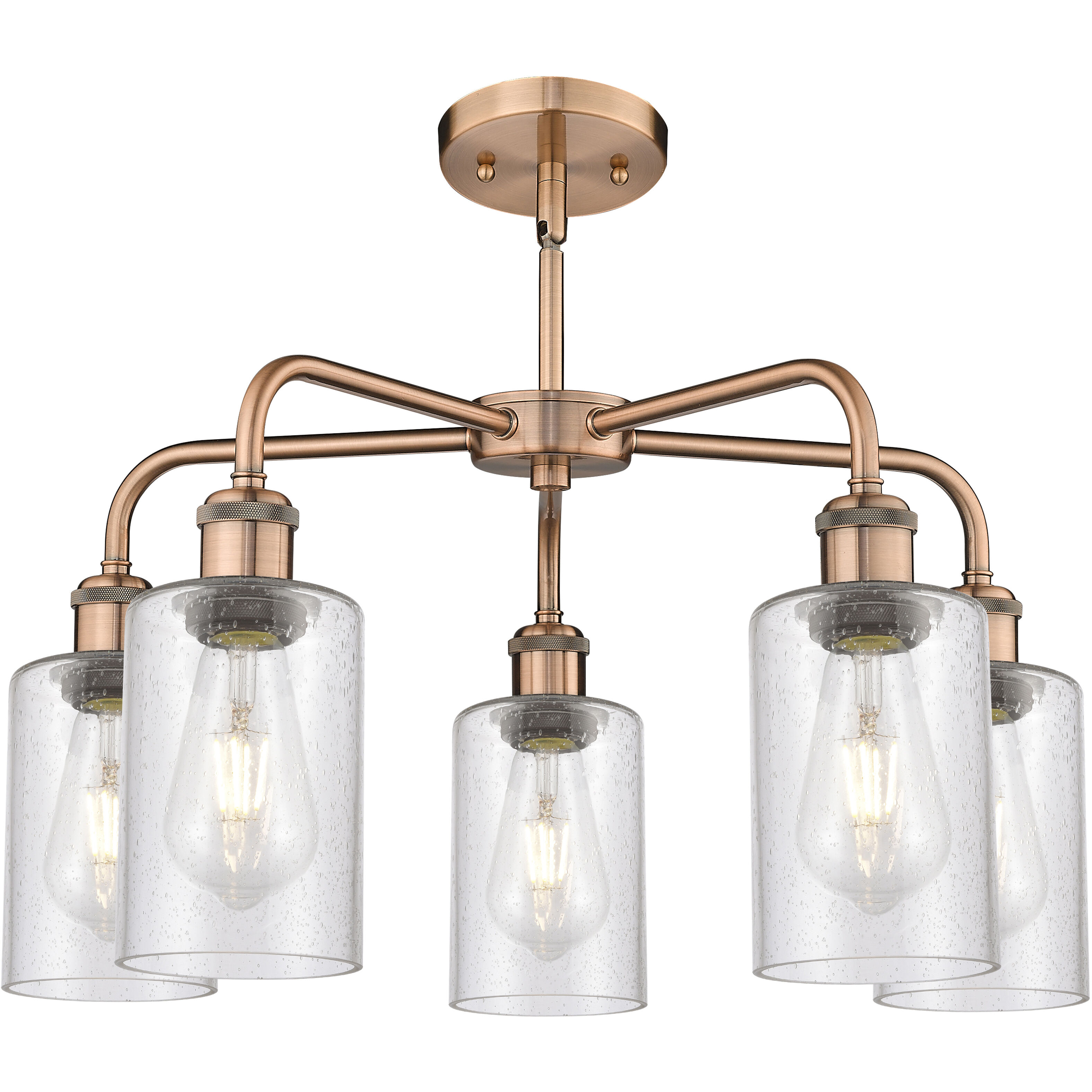 Clymer 5 Light 21.88 inch Antique Copper Chandelier Ceiling Light in Seedy
