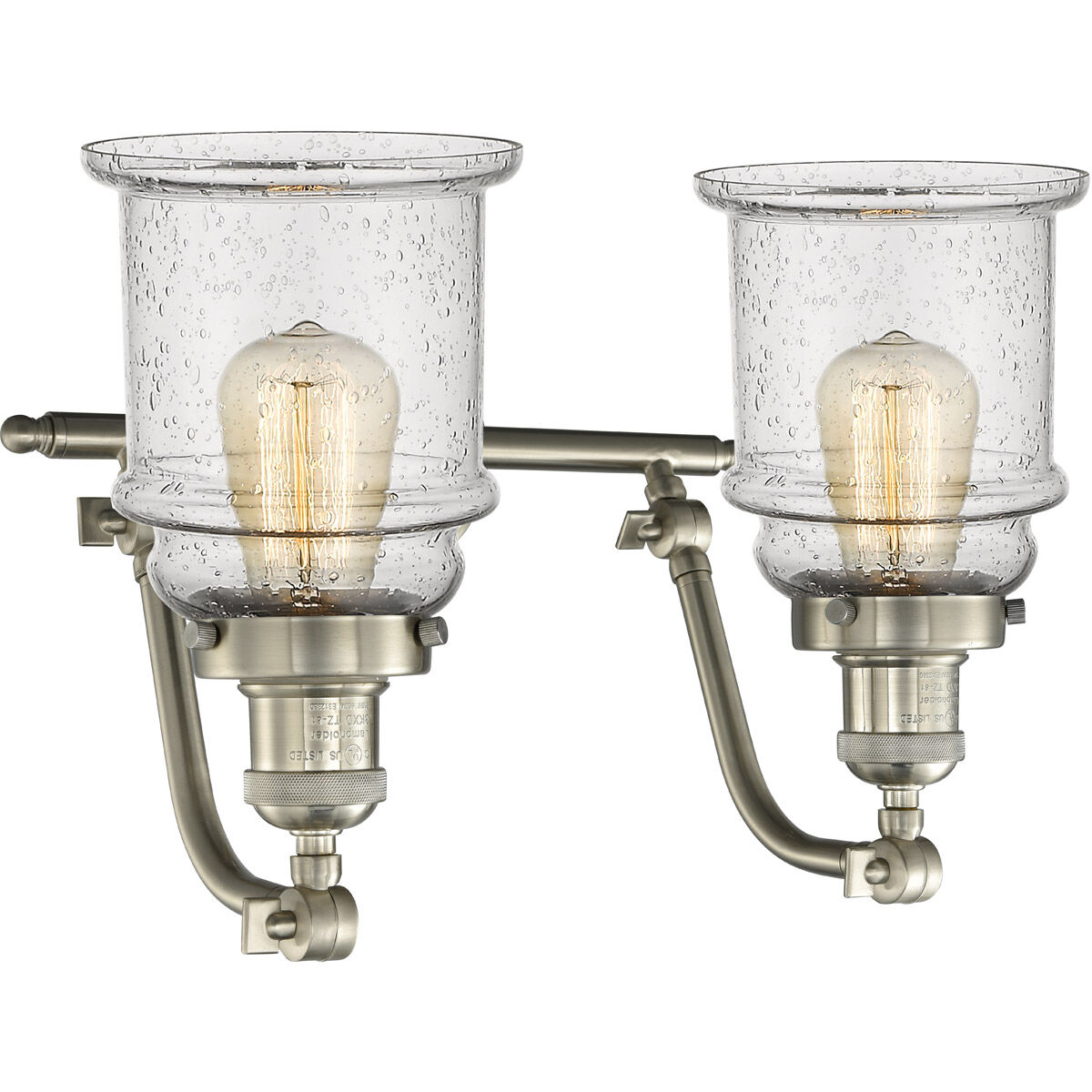Franklin Restoration Canton 2 Light 18 inch Brushed Satin Nickel Bath Vanity Light Wall Light in Seedy Glass, Franklin Restoration