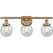 Ballston Beacon 3 Light 26 inch Brushed Brass Bath Vanity Light Wall Light in Seedy Glass