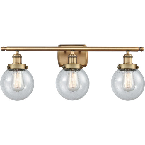 Ballston Beacon 3 Light 26 inch Brushed Brass Bath Vanity Light Wall Light in Seedy Glass