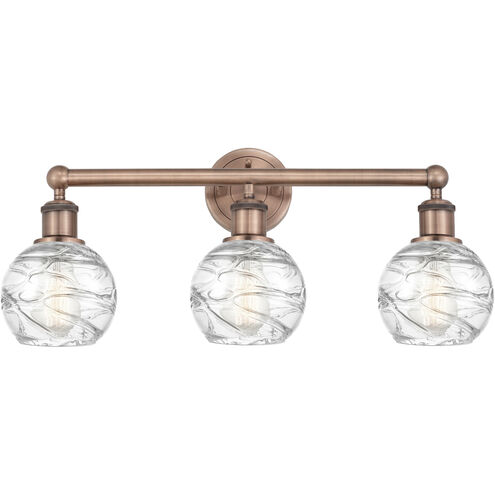 Athens Deco Swirl 3 Light 24 inch Antique Copper and Clear Deco Swirl Bath Vanity Light Wall Light
