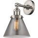 Franklin Restoration Large Cone LED 8 inch Brushed Satin Nickel Sconce Wall Light in Plated Smoke Glass, Franklin Restoration