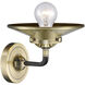 Nouveau Railroad LED 8 inch Black Antique Brass Sconce Wall Light, Nouveau