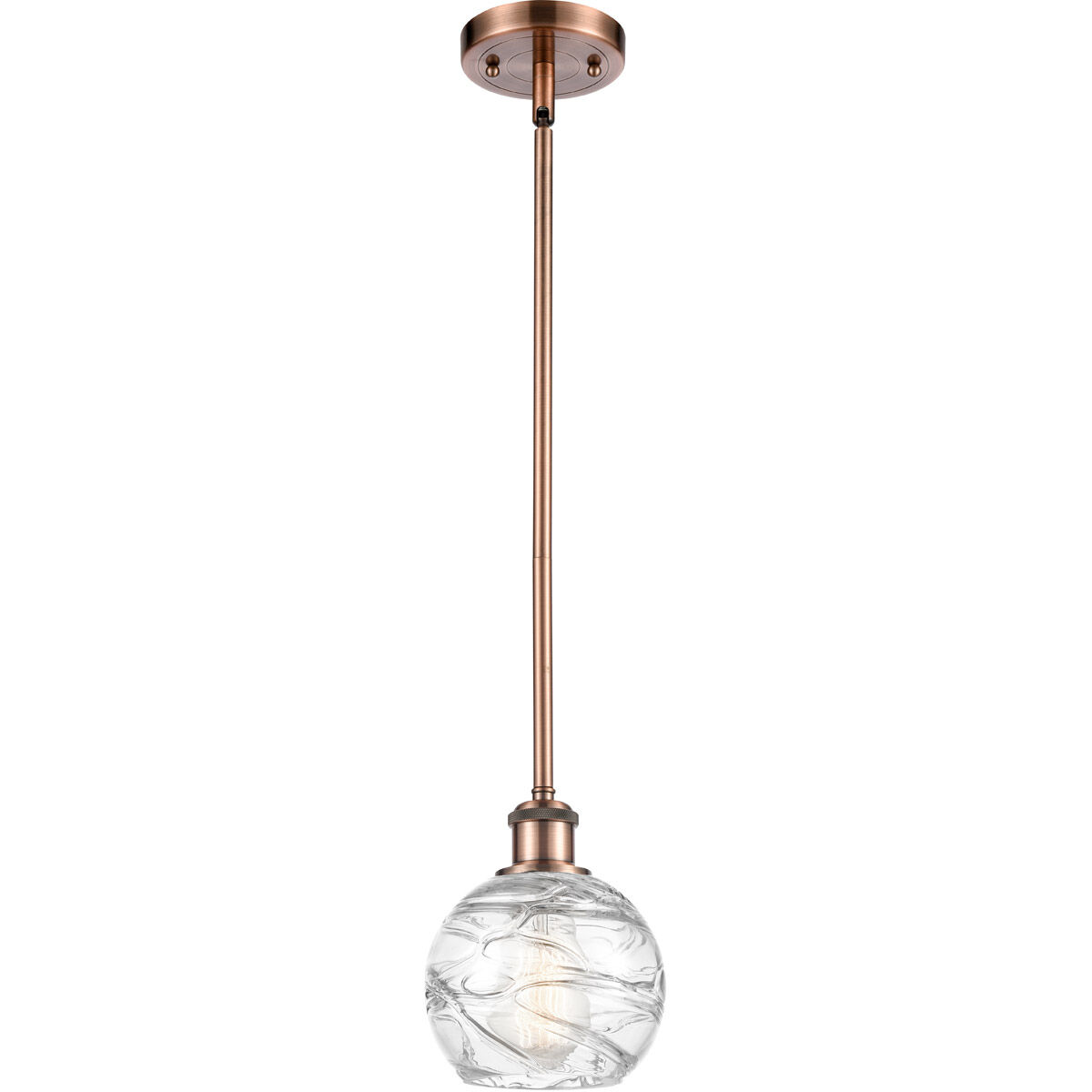 Ballston Small Deco Swirl 1 Light 6 inch Antique Copper Pendant Ceiling Light, Ballston