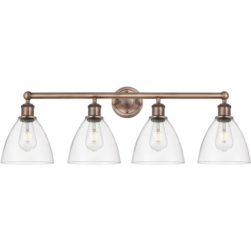 Bristol Glass 4 Light 34.5 inch Antique Copper Bath Vanity Light Wall Light in Clear