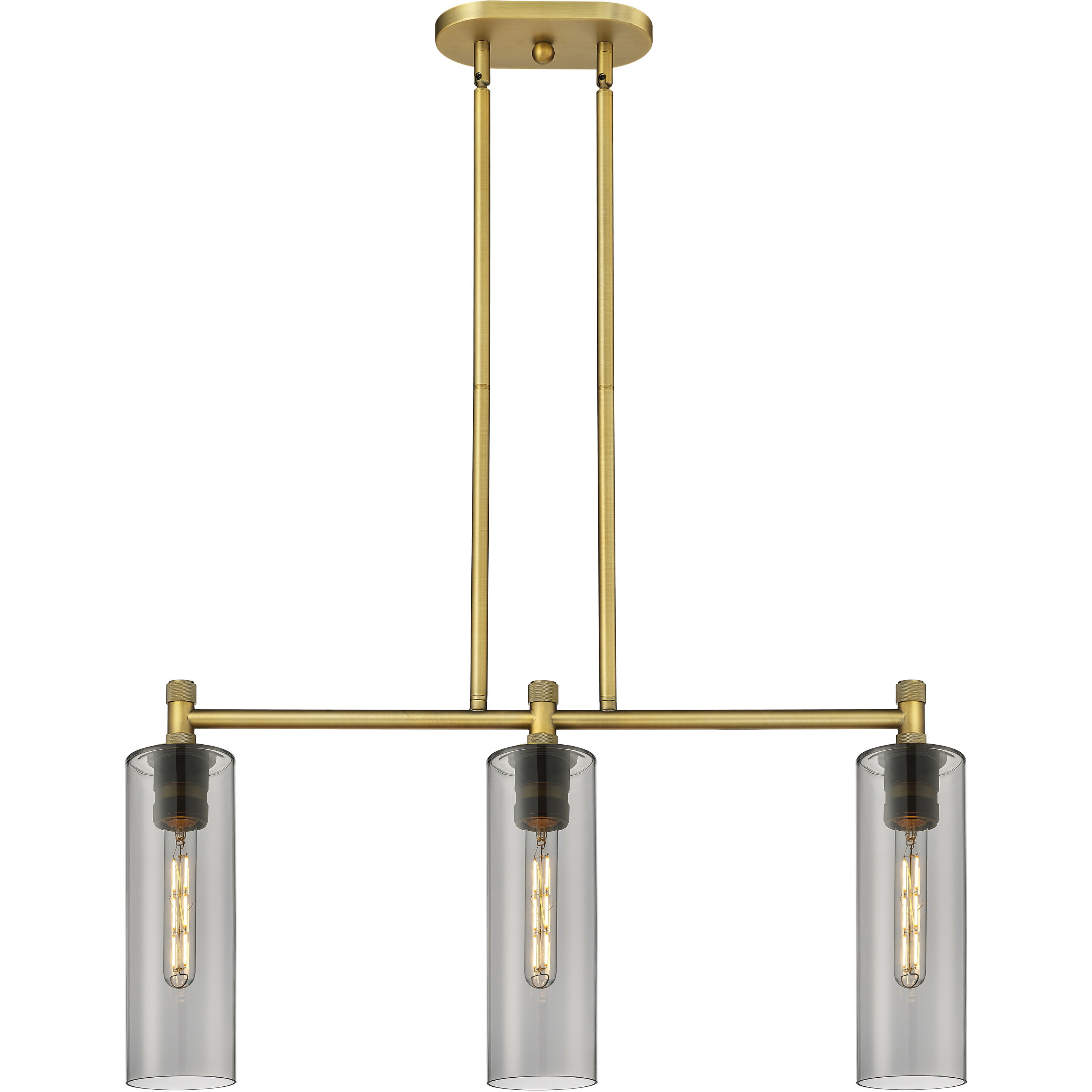 Downtown Urban Crown Point Island Light Ceiling Light in Brushed Brass, Plated Smoke